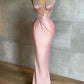 Girlhomeshops - Rosa Perlenbesetztes elegantes langes Satin-Ballkleid, Abendkleid, Partykleid gh5030