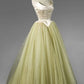Robe de soirée longue en tulle, élégante, vintage, jaune et vert, robe de bal, robe de soirée, robe de remise de diplôme, gh3363