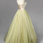 Robe de soirée longue en tulle, élégante, vintage, jaune et vert, robe de bal, robe de soirée, robe de remise de diplôme, gh3363