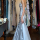 Silver White Satin Strapless Sweetheart Evening Gown Ruched Bodice A-Line Long Prom Dress gh9721