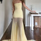 girlhomeshops-Gelb Elegante Meerjungfrau Schlank Lange Chiffon Ballkleid Abschlusskleid gh5930