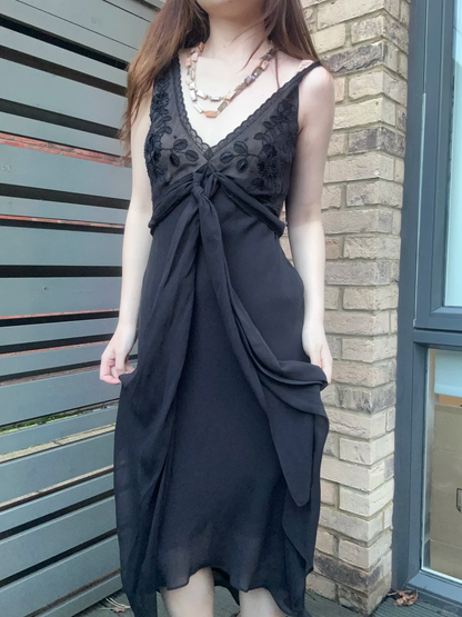 Navy Blue Sexy Vintage Lace Pattern Spaghetti Strap Fitted Waist Prom & Evening Party Dress gh8435