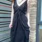 Navy Blue Sexy Vintage Lace Pattern Spaghetti Strap Fitted Waist Prom & Evening Party Dress gh8435
