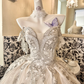 Ivory Strapless Rhinestone Elegant Premium Cinched Waist Voluminous Skirt Long Romantic Dress, Wedding Gown gh7793