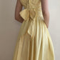 girlhomeshops-- Robe longue en satin jaune à bretelles spaghetti gh5722