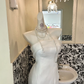 White Satin Minimalist Strapless Waist-Cinched Figure-Flattering Sexy Mermaid Long Romantic Dress, Wedding Gown gh7756