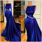 Robe de soirée longue bleue magnifique et brillante avec fente latérale élégante et longue au sol gh3232
