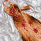 Robe de soirée longue élégante en mousseline de soie à col licou et perles florales orange et jaune gh3284