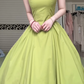 Sage Green U‑Neck Sleeveless Long Evening Gown, Fitted Waist Bubble Balloon Skirt Formal Prom Dress gh8992