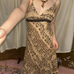Brown Sexy Vintage Floral Spaghetti Strap Fitted Waist Prom & Evening Party Dress gh8422