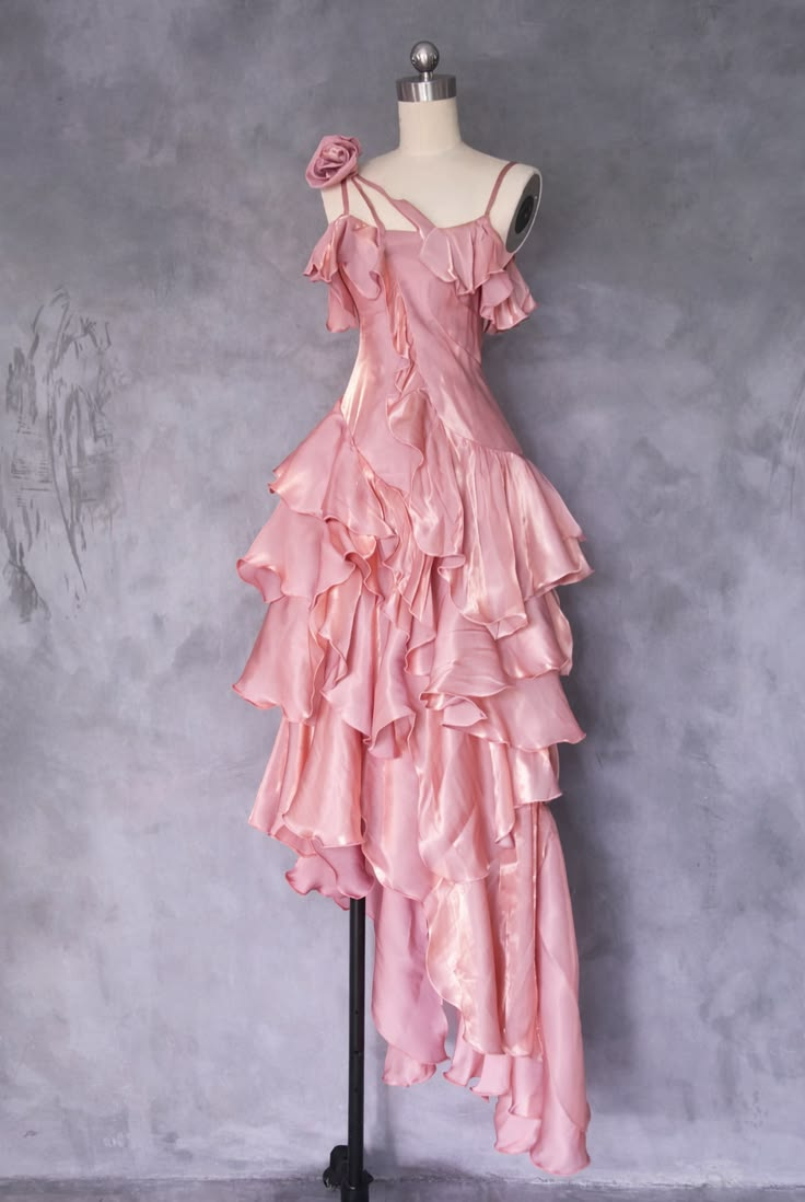 Off Shoulder Spaghetti Straps Satin Evening Dress with Lace Hem, Waist-Cinched Slim Fit, Fairy Gown, Romantic Gown gh7435