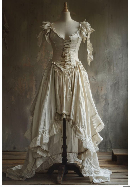Off-White Lace-Up Tiered Vintage Gown gh6394