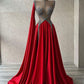 Girlhomeshops-Rot wunderschöne exquisite Perlen sexy elegante lange Satin Ballkleid Abendkleid Partykleid gh5402