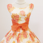 Vintage Orange Floral Homecoming Dress Sleeveless Square Neck Full Skirt Cocktail Gown gh9394