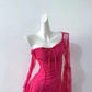 Robe de soirée courte rose en dentelle, tenue de bal, robe de soirée, gh4480