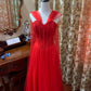 girlhomeshops – Rotes, leidenschaftliches, exquisit perlenbesetztes langes formelles Ballkleid gh6302