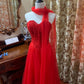 girlhomeshops – Rotes, leidenschaftliches, exquisit perlenbesetztes langes formelles Ballkleid gh6302