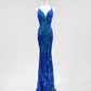Girlhomeshops-Blau glänzende Mode Pailletten lange Ballkleid Geburtstag Partykleid gh5420