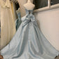 Blaues schlichtes, elegantes, langes Satin-Ballkleid-Abendkleid gh4571