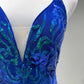 Girlhomeshops-Blau glänzende Mode Pailletten lange Ballkleid Geburtstag Partykleid gh5420