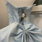 Blaues schlichtes, elegantes, langes Satin-Ballkleid-Abendkleid gh4571