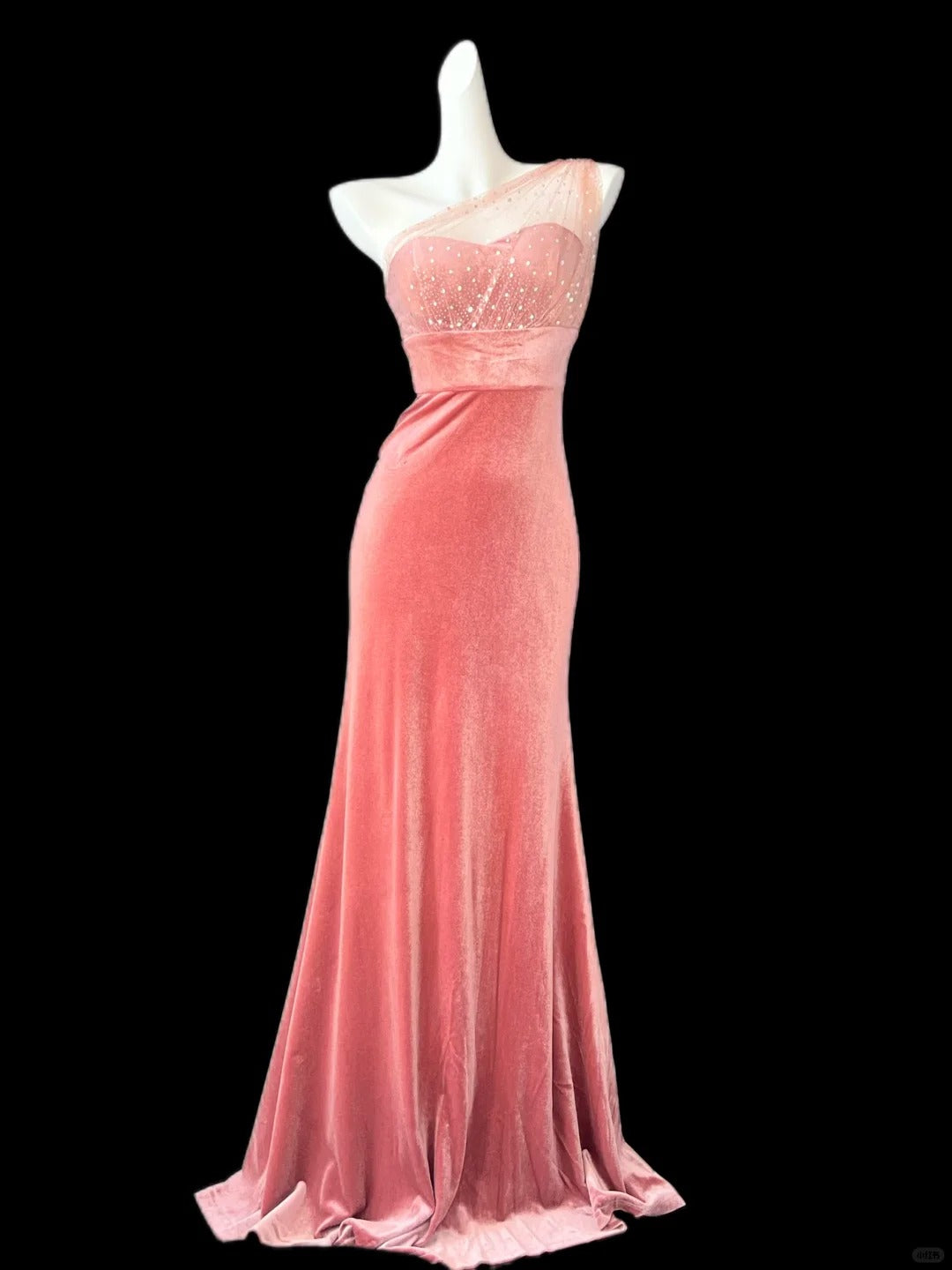 Robe de soirée longue en velours pailleté, rose, brillante, simple, élégante, décolleté en cœur, asymétrique épaule dénudée, longueur au sol, robe de bal, gh4073