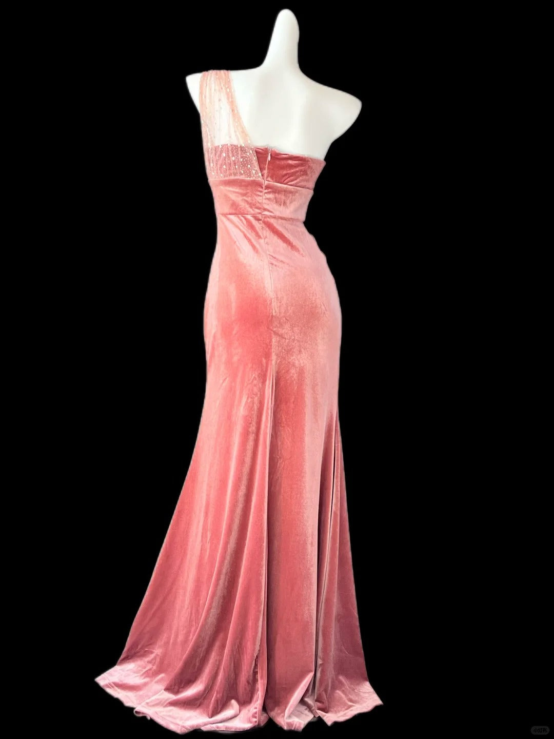 Robe de soirée longue en velours pailleté, rose, brillante, simple, élégante, décolleté en cœur, asymétrique épaule dénudée, longueur au sol, robe de bal, gh4073