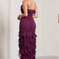 Purple Elegant Sexy Spaghetti Strap Ankle Length Chiffon Ruffle prom Evening Dress Party Dress gh3320