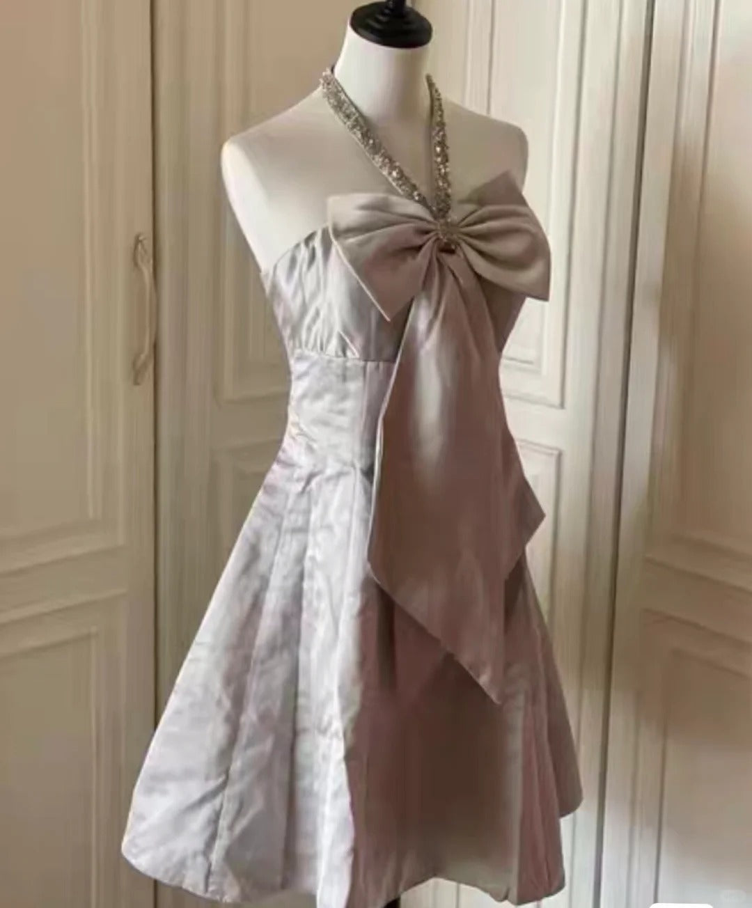 Rosa schönes und elegantes kurzes Heimkehrkleid mit Schleife, Rock, Ballkleid, Abendkleid gh4335