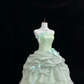Sage Green Fresh Strapless Cinched Waist Voluminous Skirt Long Romantic Dress, Wedding Gown gh7834