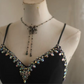 Black halter-neck fitted long elegant ball gown, evening dress gh7122