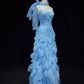 Blue gorgeous shiny elegant exquisite colorful beaded tulle long mermaid slim ball gown evening dress party dress prom dress legend of the blue sea gh3850