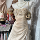 Light champagne-colored strapless, fitted waist, A-line skirt ball gown, evening ball dress gh7194