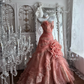 Pink Strapless Fitted Waist Princess Prom Gown, Evening Gown & Wedding Bridal Gown gh7349