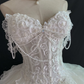 White Spaghetti Strap Lace Romantic Luxury Gown, Cinched Waist, Voluminous Princess Skirt, Wedding Dress & Bridal Gown gh8268