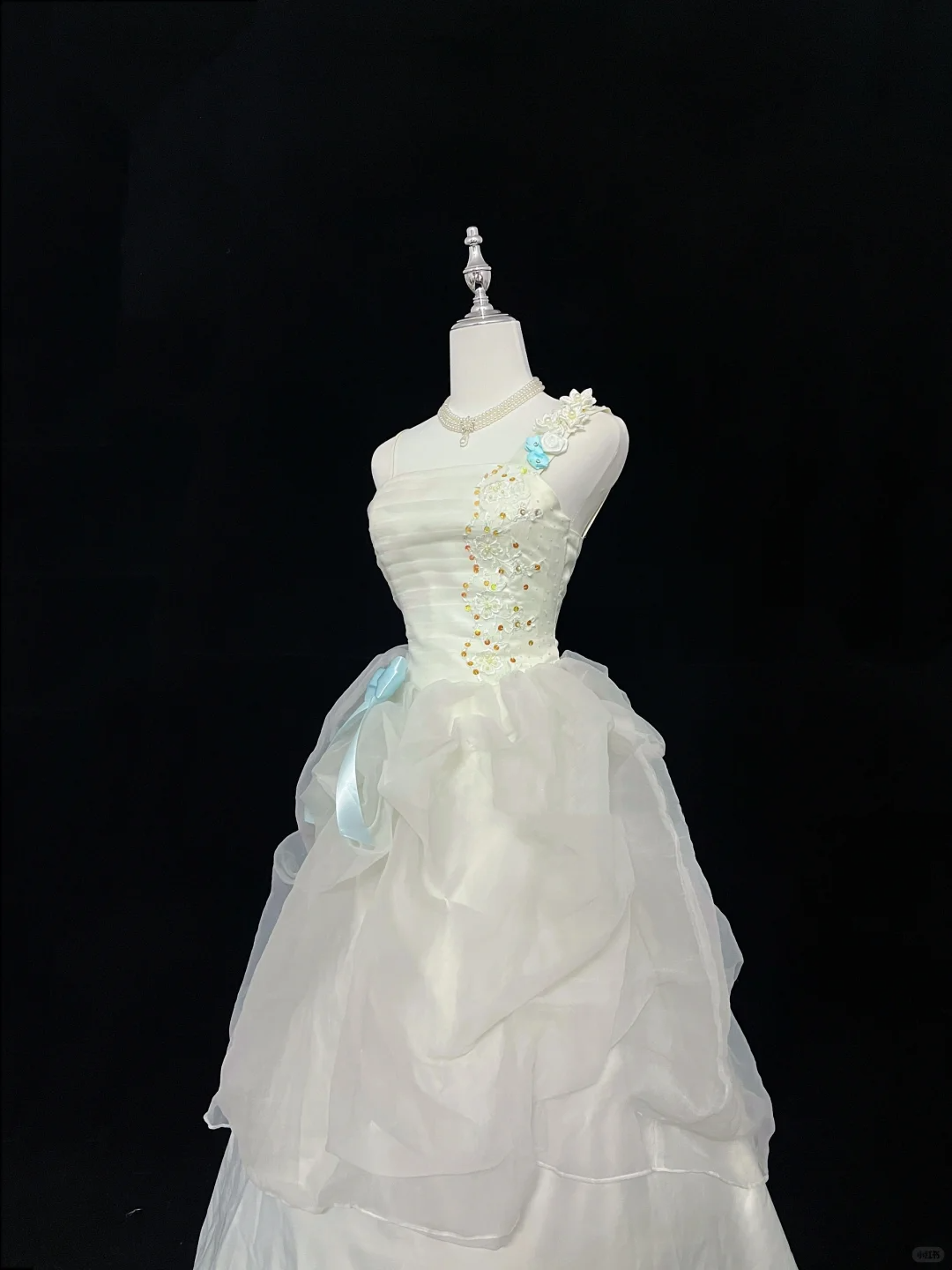 Light Green Cinched Waist Elegant Voluminous Skirt Long Romantic Dress, Wedding Gown gh8053