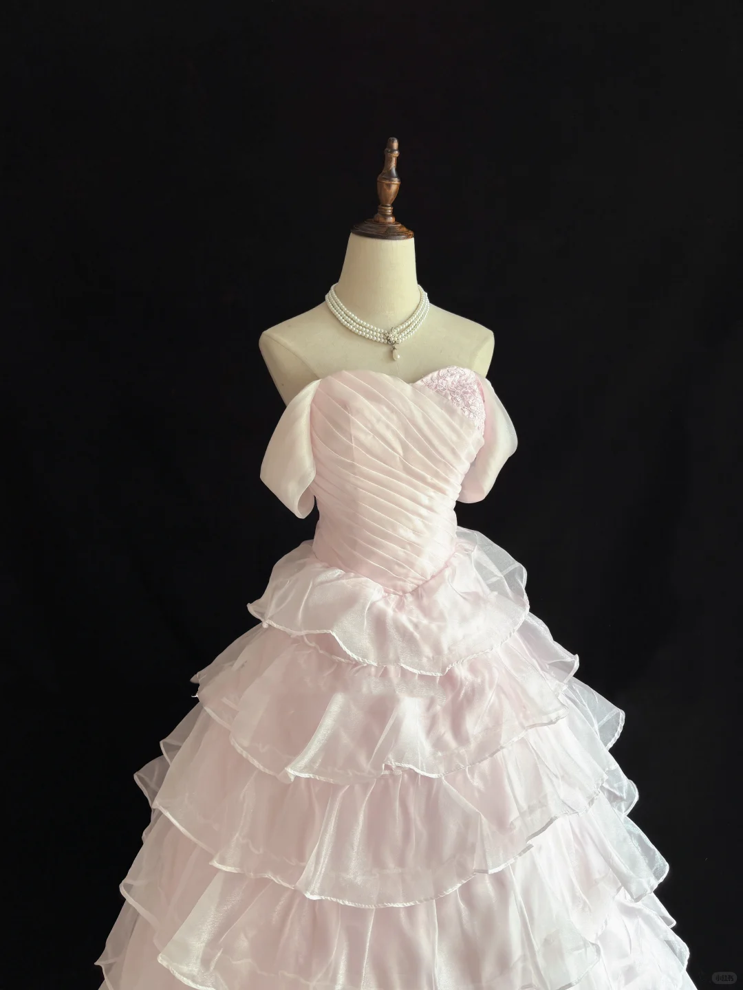 Blush Pink Strapless Cinched Waist Minimalist Elegant Voluminous Tiered Skirt Romantic Dress, Wedding Gown gh8003