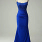 Blue/Green/Red Exquisite Shiny Elegant Satin Long Mermaid Fit Floor Length Ball Gown Evening Dress Prom Dress gh4202