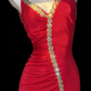 Satin Spaghetti Strap Gown - Sequin Trim Backless Mermaid Evening/Red Carpet/Date Maxi Dress gh6985