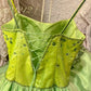 Robe de soirée longue en satin et tulle, style vintage, verte, exquise, perlée, motif floral, gh4433