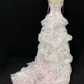Blush Pink Strapless Long Vintage Elegant Romantic Gown With Lace & Cinched Waist, Wedding Dress & Bridal Gown gh8137