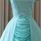 Mint Green 50s Vintage Homecoming Dress Cap Sleeve Scoop Neck Ruched A-Line Tea Length Formal Party Gown gh9453