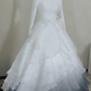 Robe de soirée blanche et bleue à dégradé de tulle, col montant, manches longues et traîne à volants, robe de mariée gh6390