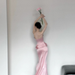 Pink Fashion Elegant Exquisite Floral Long Satin Corset Mermaid Slim Floor Length Train Ball Gown Evening Dress Party Dress Prom Dress gh3731