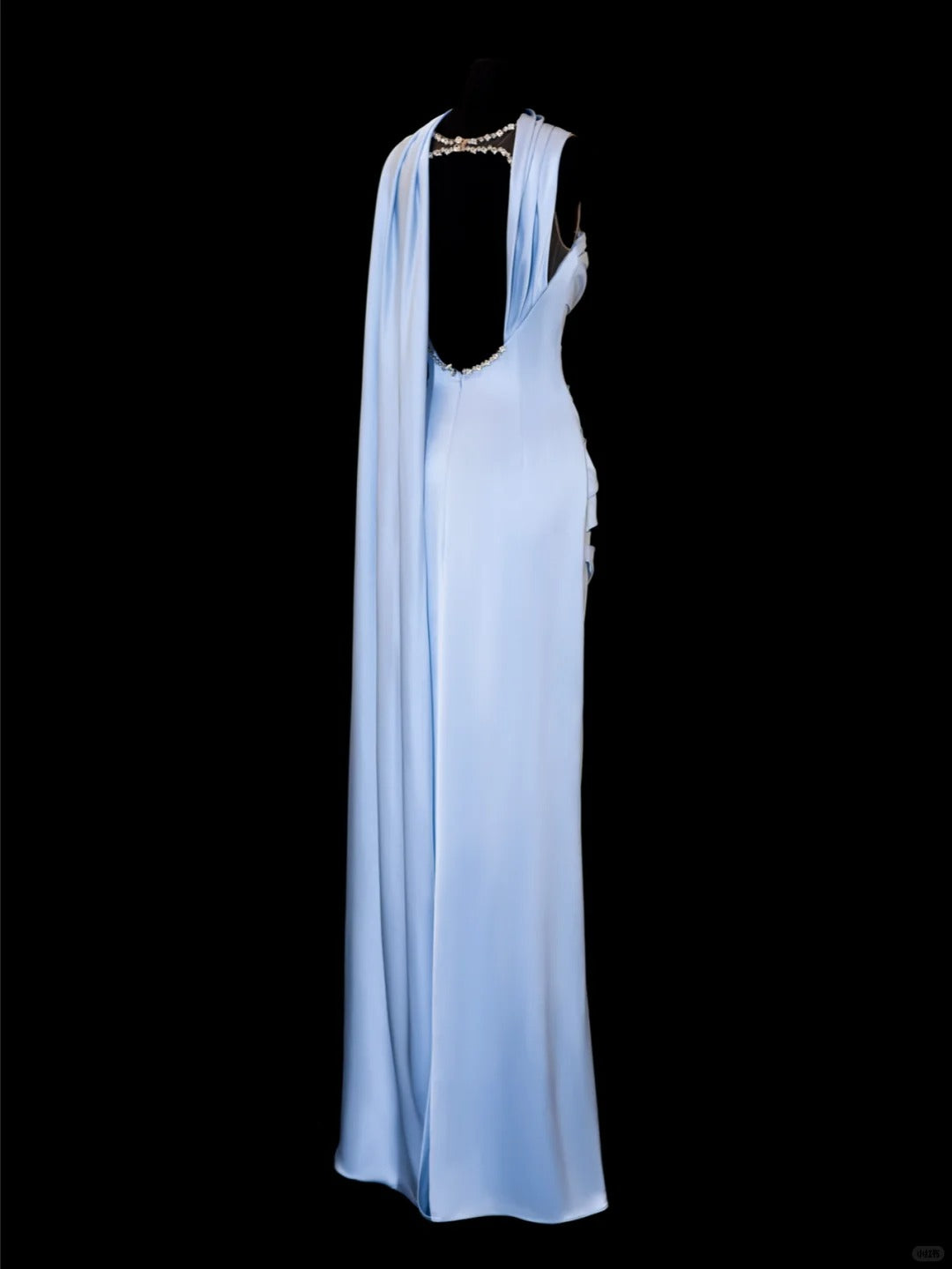 Girlhomeshops - Robe de soirée longue en satin bleu à perles exquises, robe de bal, robe de soirée, gh5379