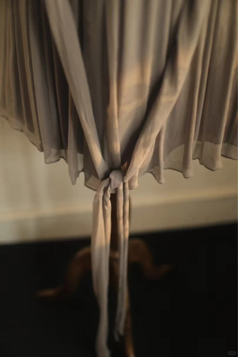 Graues Vintage-Heimkehrkleid aus Spitze, kurzes Chiffon-Ballkleid, gh4497
