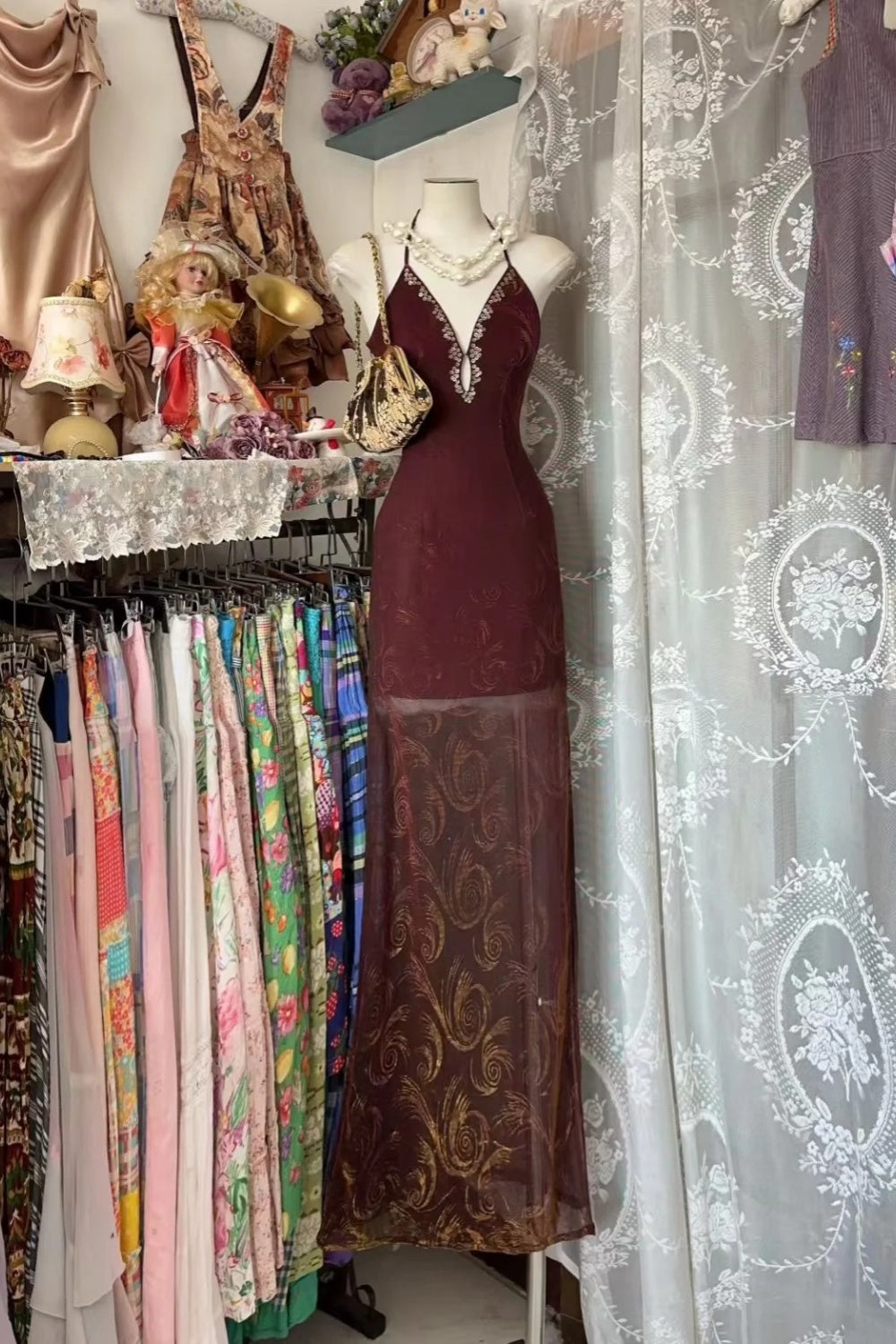 Vintage langes Abendkleid gh6791
