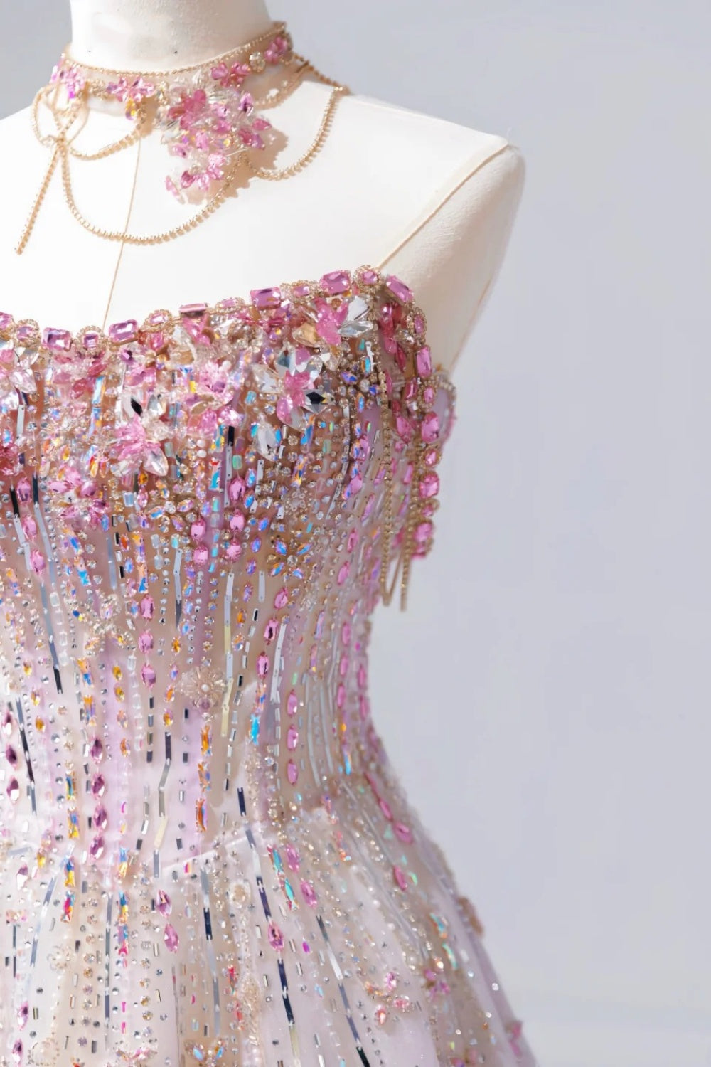 Fairy Luxury Pink Diamond Starlight Strapless Ballgown - Dinner &amp; Red Carpet Gorgeous Dress gh6565