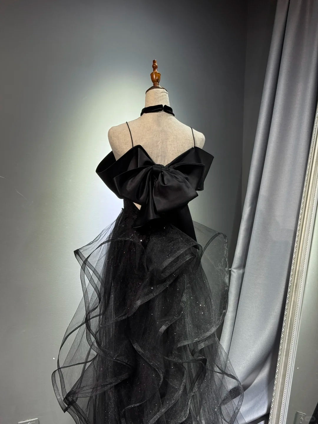 Girlhomeshops - Robe de soirée longue noire brillante et élégante en tulle pailleté, robe de bal, robe de remise de diplôme, gh5107