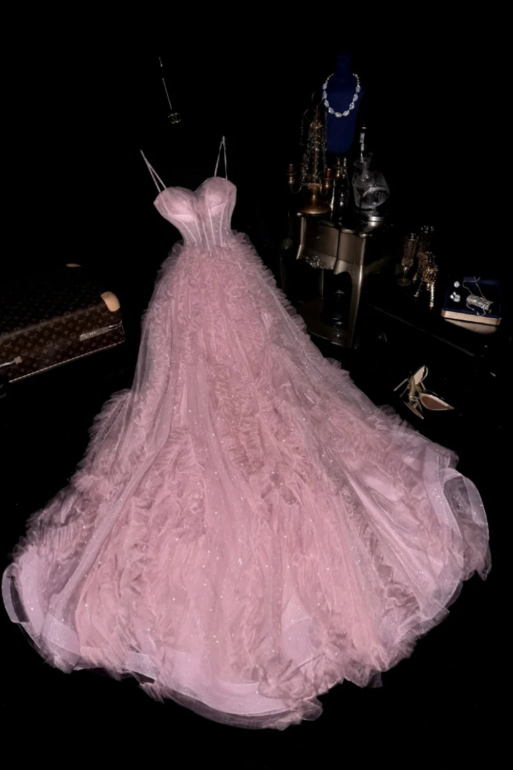Robe de soirée longue rose brillante et élégante pour remise de diplômes gh6815